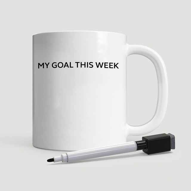 Pikkii My Goal This Week Motivational Coffee Mug with Dry Wipe Pen