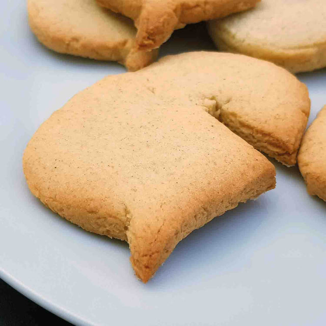 Close up of Speech Bubble Cookie on white plate