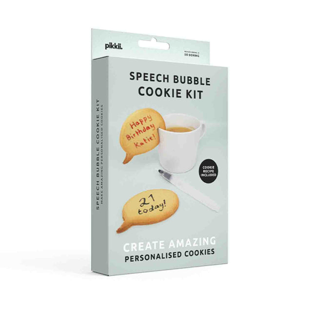 Pikkii Speech Bubble Cookie Cutter Kit Packaging on white background 
