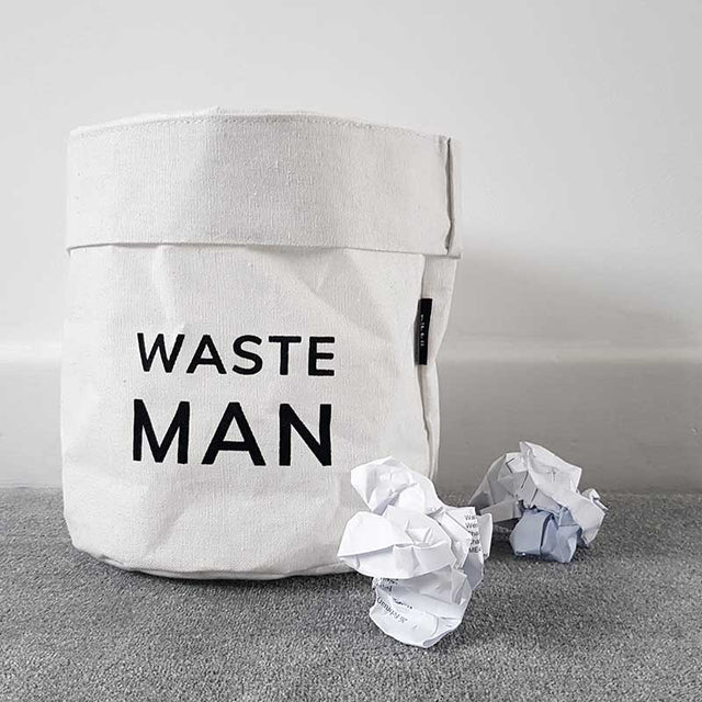 Waste Man White Cotton Bin and Waste Paper Basket