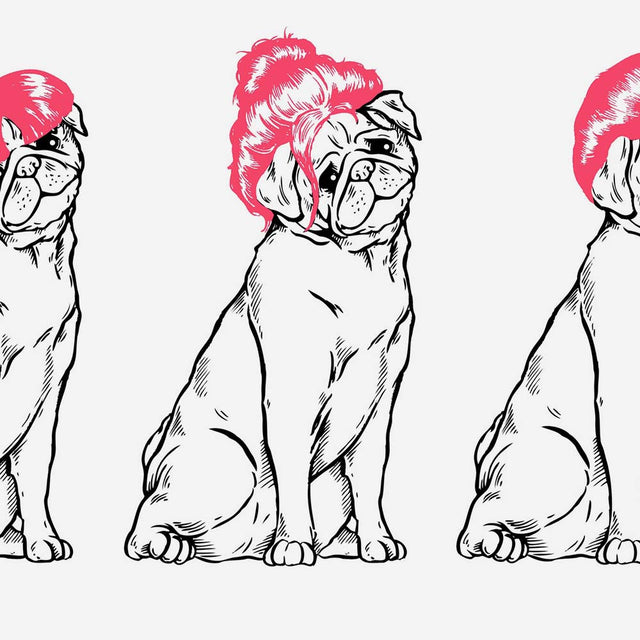 dog illustration with pink hair drawing by Pikkii