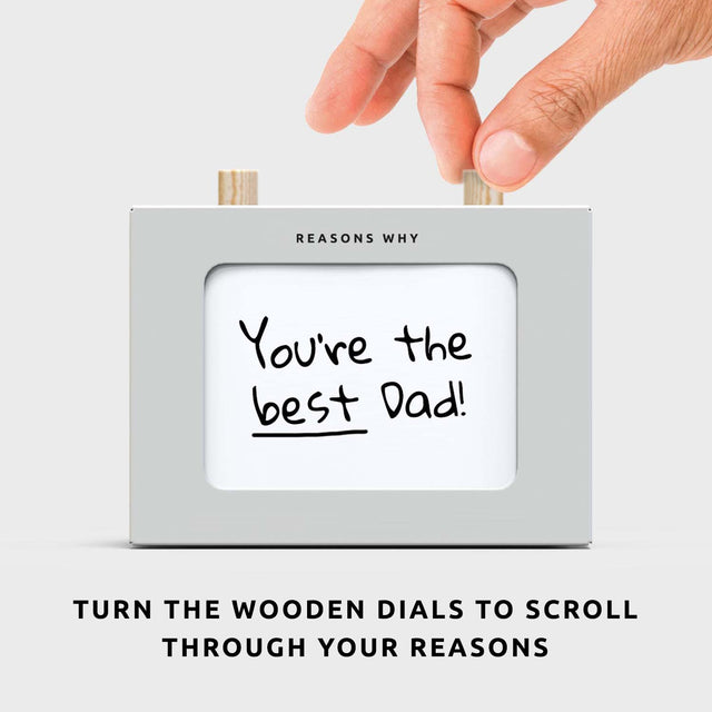 Hand Turning Wooden Dials on Reasons Why Scroll Box - 'You're The Best Dad'